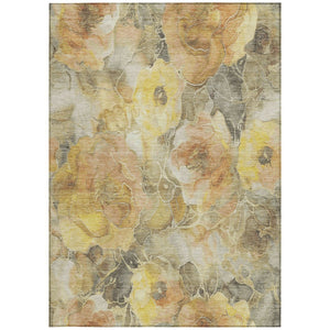 HomeRoots 5' Elegant Gold and Gray Floral Area Rug - Durable, Washable Design for Indoor and Outdoor Spaces 9' X 12' 623088