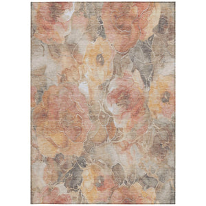 HomeRoots 5' Peach and Gray Floral Washable Area Rug - Durable Indoor/Outdoor Accent for Stylish Spaces 8' X 10' 623099