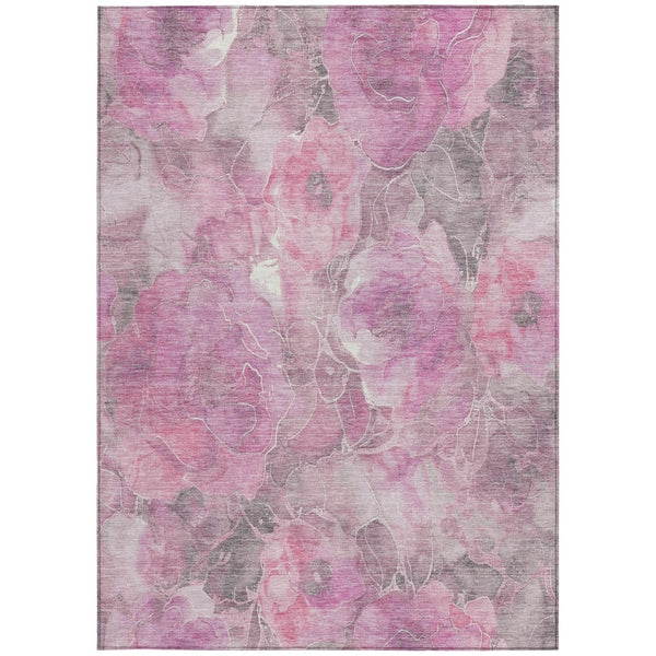 HomeRoots 5' Pink and Gray Floral Area Rug - Durable, Washable Design for Indoor and Outdoor Charm and Style 5' X 8' 623103