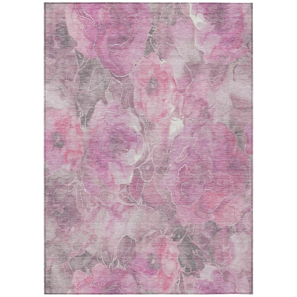 HomeRoots 5' Pink and Gray Floral Area Rug - Durable, Washable Design for Indoor and Outdoor Charm and Style 5' X 8' 623103