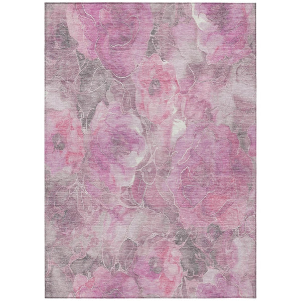 HomeRoots 5' Pink and Gray Floral Area Rug - Durable, Washable Design for Indoor and Outdoor Charm and Style 5' X 8' 623103