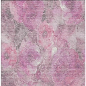 HomeRoots 5' Pink and Gray Floral Area Rug - Durable, Washable Design for Indoor and Outdoor Charm and Style 5' X 8' 623103
