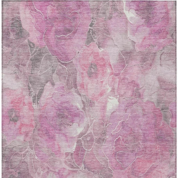 HomeRoots 5' Pink and Gray Floral Area Rug - Durable, Washable Design for Indoor and Outdoor Charm and Style 5' X 8' 623103