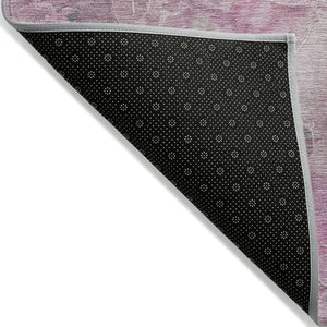 HomeRoots 5' Pink and Gray Floral Area Rug - Durable, Washable Design for Indoor and Outdoor Charm and Style 8' Round 623104