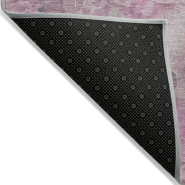 HomeRoots 5' Pink and Gray Floral Area Rug - Durable, Washable Design for Indoor and Outdoor Charm and Style 8' Round 623104