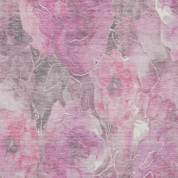 HomeRoots 5' Pink and Gray Floral Area Rug - Durable, Washable Design for Indoor and Outdoor Charm and Style 9' X 12' 623106