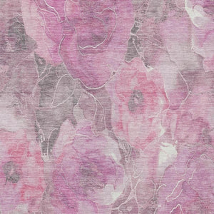 HomeRoots 5' Pink and Gray Floral Area Rug - Durable, Washable Design for Indoor and Outdoor Charm and Style 10' X 14' 623107
