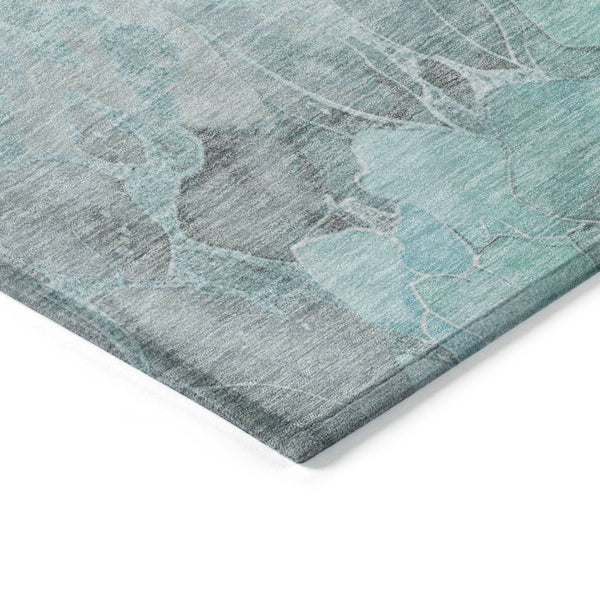 HomeRoots 5' Timeless Teal Blue and Gray Floral Indoor Outdoor Area Rug for Stylish Living Spaces & Patios 8' Round 623110