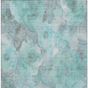 HomeRoots 5' Timeless Teal Blue and Gray Floral Indoor Outdoor Area Rug for Stylish Living Spaces & Patios 8' X 10' 623111