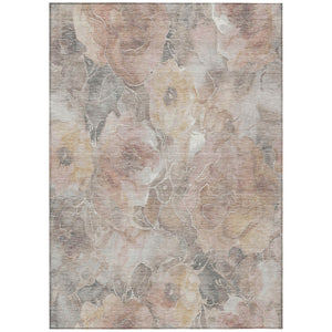HomeRoots 5' Durable Taupe and Gray Floral Washable Area Rug for Indoor and Outdoor Elegance and Comfort 5' X 8' 623115