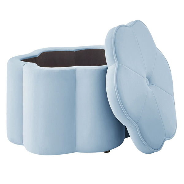 English Elm Set of 2 Flower Petal Velvet Storage Ottomans Sculptural Nesting Seating for Living Room Seaglass W2186P440644