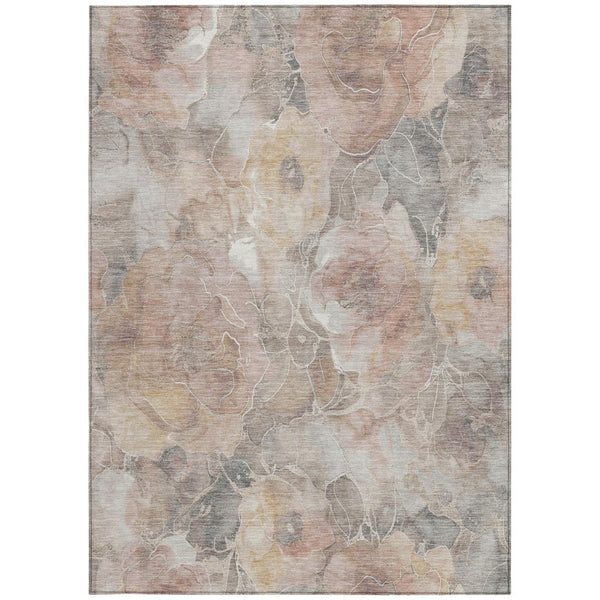 HomeRoots 5' Durable Taupe and Gray Floral Washable Area Rug for Indoor and Outdoor Elegance and Comfort 8' X 10' 623117