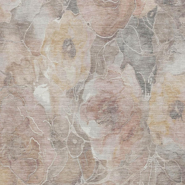 HomeRoots 5' Durable Taupe and Gray Floral Washable Area Rug for Indoor and Outdoor Elegance and Comfort 8' X 10' 623117