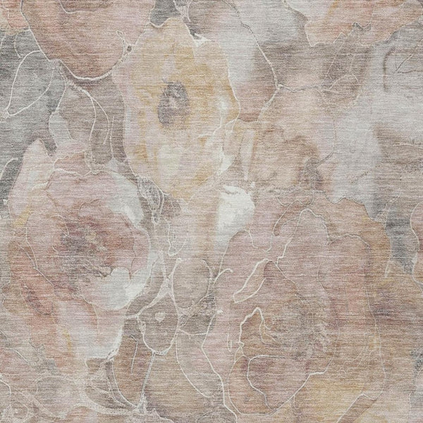 HomeRoots 5' Durable Taupe and Gray Floral Washable Area Rug for Indoor and Outdoor Elegance and Comfort 9' X 12' 623118