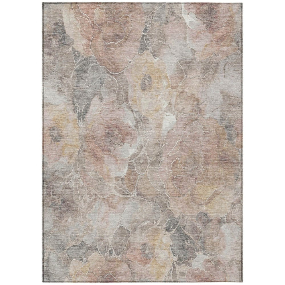 HomeRoots 5' Durable Taupe and Gray Floral Washable Area Rug for Indoor and Outdoor Elegance and Comfort 10' X 14' 623119