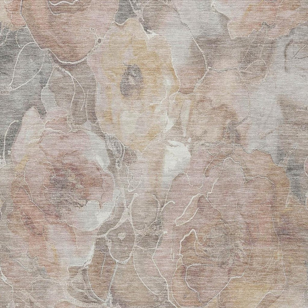 HomeRoots 5' Durable Taupe and Gray Floral Washable Area Rug for Indoor and Outdoor Elegance and Comfort 10' X 14' 623119