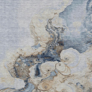 HomeRoots 5' Durable Denim Blue and Beige Abstract Area Rug – Washable for Indoor and Outdoor Spaces, Stylish Comfort 8' X 10' 623123