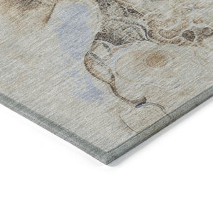 HomeRoots 5' Durable Denim Blue and Beige Abstract Area Rug – Washable for Indoor and Outdoor Spaces, Stylish Comfort 8' X 10' 623123
