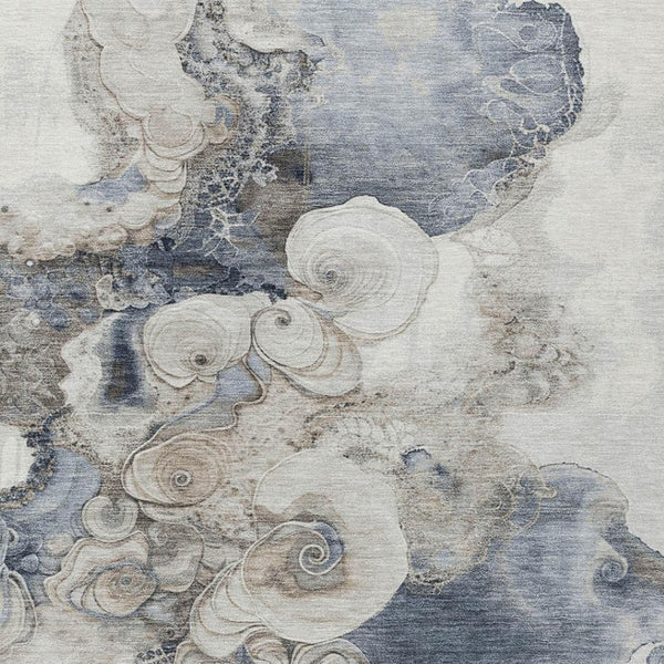 HomeRoots 5' Versatile Ivory and Taupe Abstract Area Rug - Stylish, Washable, Durable for Indoor-Outdoor Use 5' X 8' 623133