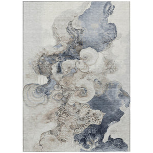 HomeRoots 5' Versatile Ivory and Taupe Abstract Area Rug - Stylish, Washable, Durable for Indoor-Outdoor Use 5' X 8' 623133