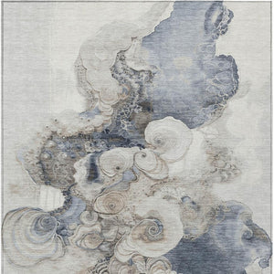 HomeRoots 5' Versatile Ivory and Taupe Abstract Area Rug - Stylish, Washable, Durable for Indoor-Outdoor Use 8' X 10' 623135