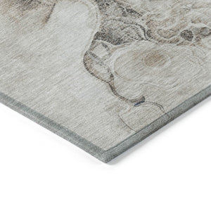 HomeRoots 5' Versatile Ivory and Taupe Abstract Area Rug - Stylish, Washable, Durable for Indoor-Outdoor Use 9' X 12' 623136