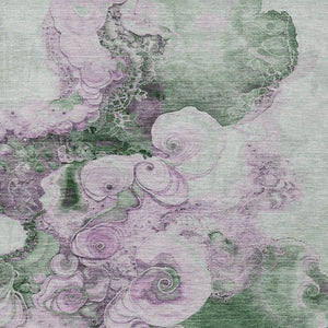 HomeRoots 5' Sage and Lavender Abstract Area Rug - Durable, Washable Design for Indoor and Outdoor Spaces 5' X 8' 623139