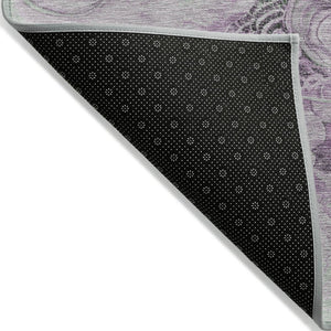 HomeRoots 5' Sage and Lavender Abstract Area Rug - Durable, Washable Design for Indoor and Outdoor Spaces 8' Round 623140