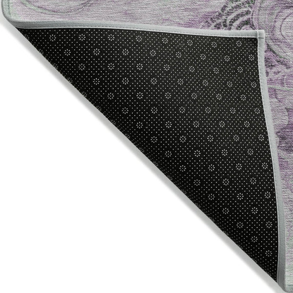 HomeRoots 5' Sage and Lavender Abstract Area Rug - Durable, Washable Design for Indoor and Outdoor Spaces 8' Round 623140