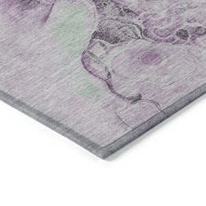 HomeRoots 5' Sage and Lavender Abstract Area Rug - Durable, Washable Design for Indoor and Outdoor Spaces 8' Round 623140
