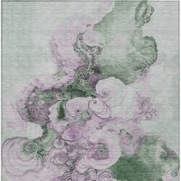HomeRoots 5' Sage and Lavender Abstract Area Rug - Durable, Washable Design for Indoor and Outdoor Spaces 8' X 10' 623141