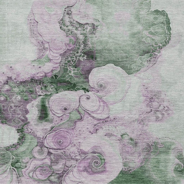HomeRoots 5' Sage and Lavender Abstract Area Rug - Durable, Washable Design for Indoor and Outdoor Spaces 9' X 12' 623142