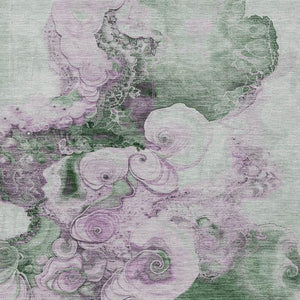 HomeRoots 5' Sage and Lavender Abstract Area Rug - Durable, Washable Design for Indoor and Outdoor Spaces 10' X 14' 623143
