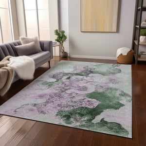 HomeRoots 5' Sage and Lavender Abstract Area Rug - Durable, Washable Design for Indoor and Outdoor Spaces 10' X 14' 623143