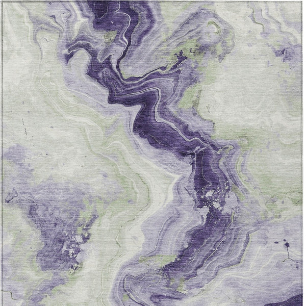 HomeRoots 5' Abstract Lavender and Mint Green Washable Area Rug for Indoor and Outdoor Spaces, Durable and Stylish 5' X 8' 623169