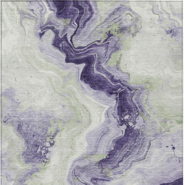 HomeRoots 5' Abstract Lavender and Mint Green Washable Area Rug for Indoor and Outdoor Spaces, Durable and Stylish 5' X 8' 623169