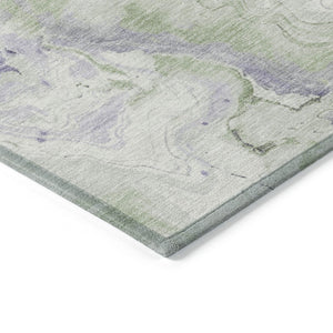 HomeRoots 5' Abstract Lavender and Mint Green Washable Area Rug for Indoor and Outdoor Spaces, Durable and Stylish 8' Round 623170