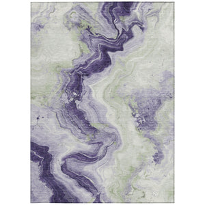 HomeRoots 5' Abstract Lavender and Mint Green Washable Area Rug for Indoor and Outdoor Spaces, Durable and Stylish 8' X 10' 623171