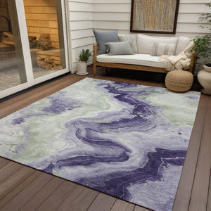 HomeRoots 5' Abstract Lavender and Mint Green Washable Area Rug for Indoor and Outdoor Spaces, Durable and Stylish 8' X 10' 623171