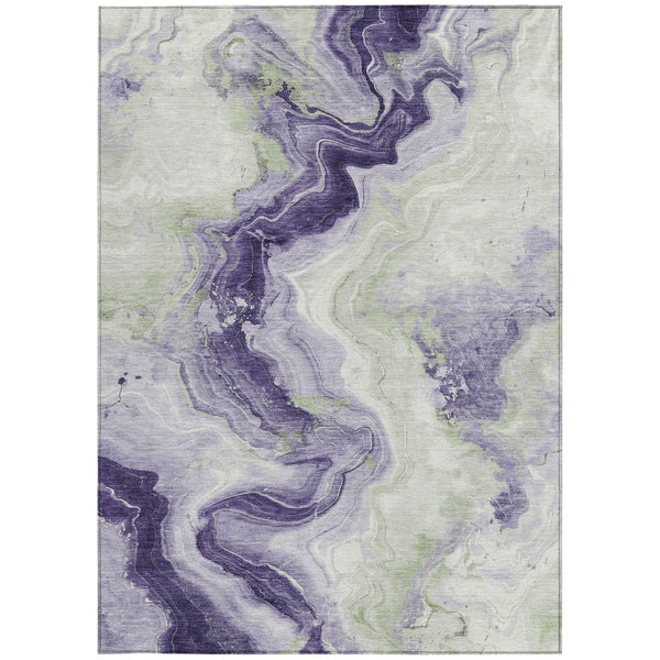 HomeRoots 5' Abstract Lavender and Mint Green Washable Area Rug for Indoor and Outdoor Spaces, Durable and Stylish 9' X 12' 623172