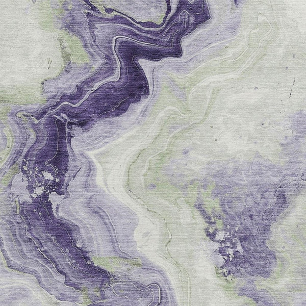 HomeRoots 5' Abstract Lavender and Mint Green Washable Area Rug for Indoor and Outdoor Spaces, Durable and Stylish 9' X 12' 623172