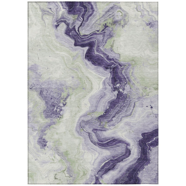 HomeRoots 5' Abstract Lavender and Mint Green Washable Area Rug for Indoor and Outdoor Spaces, Durable and Stylish 9' X 12' 623172
