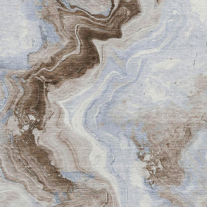 HomeRoots 5' Taupe and Ivory Abstract Area Rug - Stylish Washable Design for Indoor and Outdoor Spaces 5' X 8' 623181