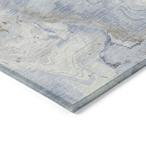 HomeRoots 5' Taupe and Ivory Abstract Area Rug - Stylish Washable Design for Indoor and Outdoor Spaces 8' Round 623182