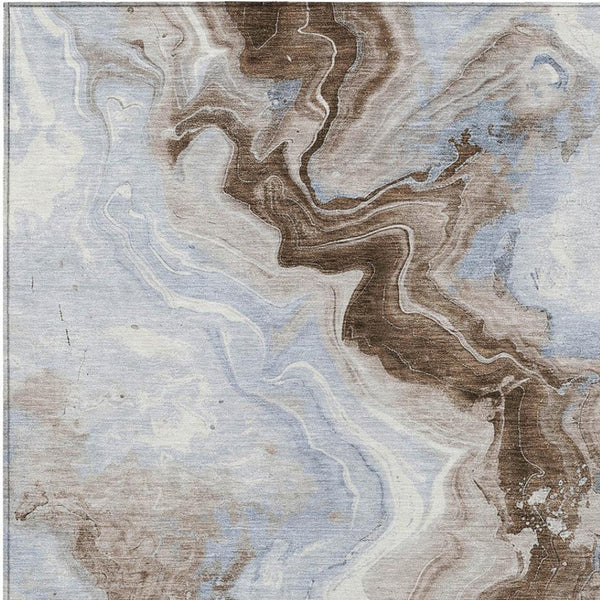 HomeRoots 5' Taupe and Ivory Abstract Area Rug - Stylish Washable Design for Indoor and Outdoor Spaces 8' X 10' 623183