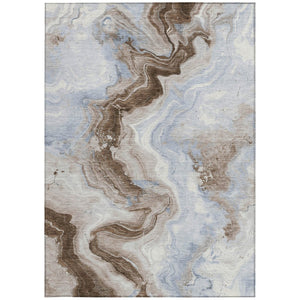 HomeRoots 5' Taupe and Ivory Abstract Area Rug - Stylish Washable Design for Indoor and Outdoor Spaces 8' X 10' 623183