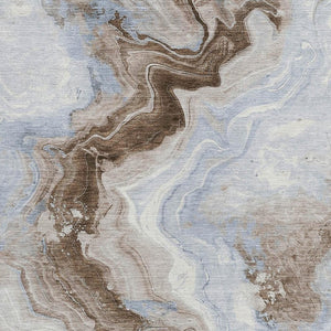 HomeRoots 5' Taupe and Ivory Abstract Area Rug - Stylish Washable Design for Indoor and Outdoor Spaces 9' X 12' 623184