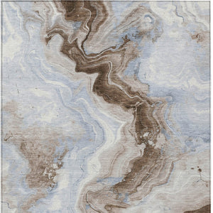 HomeRoots 5' Taupe and Ivory Abstract Area Rug - Stylish Washable Design for Indoor and Outdoor Spaces 10' X 14' 623185
