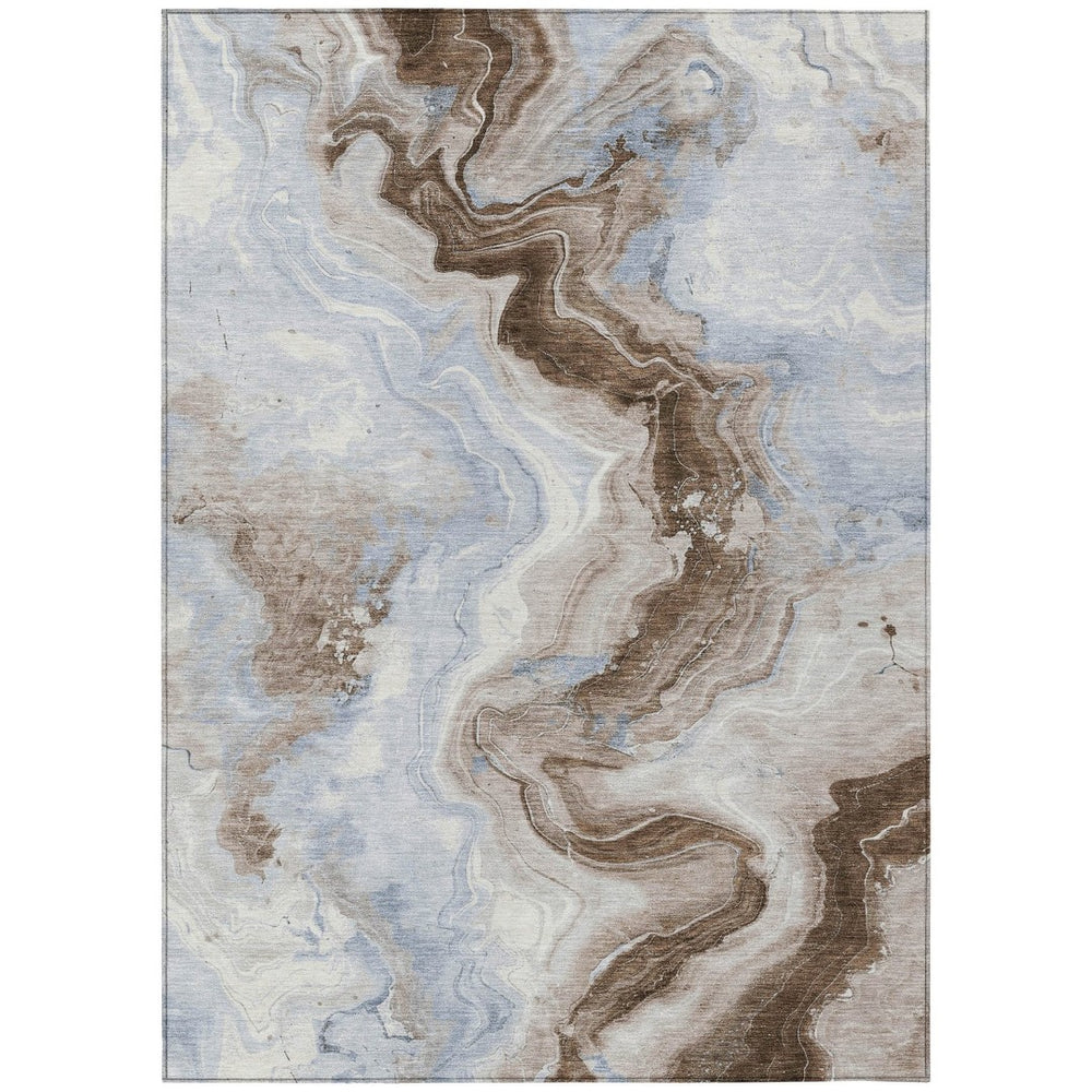 HomeRoots 5' Taupe and Ivory Abstract Area Rug - Stylish Washable Design for Indoor and Outdoor Spaces 10' X 14' 623185