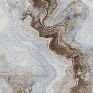 HomeRoots 5' Taupe and Ivory Abstract Area Rug - Stylish Washable Design for Indoor and Outdoor Spaces 10' X 14' 623185